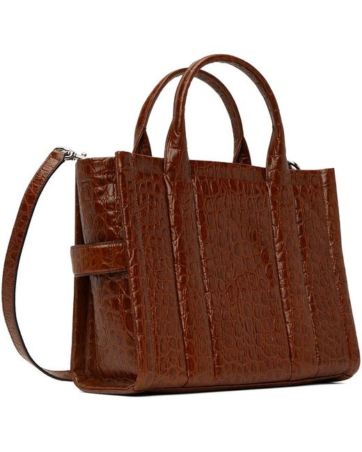 Marc Jacobs Brown 'the Croc-embossed Small' Tote