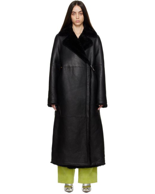 Saks Potts Mary Leather Coat in Black | Lyst