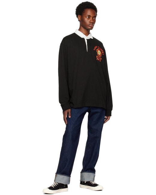 メンズ KENZO Paris Tiger Academy 長袖ポロシャツ Black