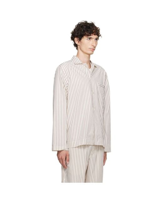 Tekla White Off- & Poplin Long-Sleeved Pyjama Shirt for men