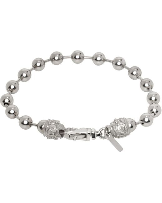 メンズ Emanuele Bicocchi シルバー Polished Beads ブレスレット Black