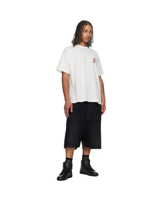 Maison Margiela White Off- Floral Logo T-Shirt for men