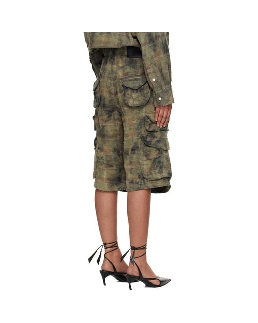 R13 Green Bermuda Cargo Shorts