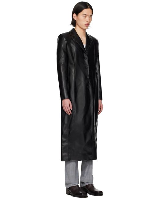 Coperni Black Button Faux-Leather Coat for men