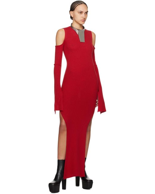 Rick Owens Red Cape Sleeve Maxi Dress
