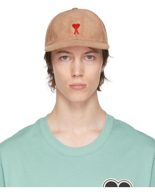 AMI Beige Corduroy Ami De Coeur Hat for 
