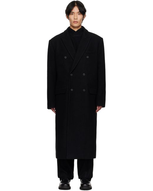 LE17SEPTEMBRE Black Double-Breasted Long Coat for men