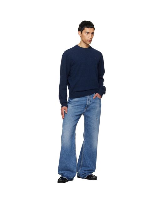 Acne Blue Logo Patch Sweater for men