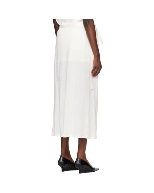 Totême White Wrap Midi Skirt