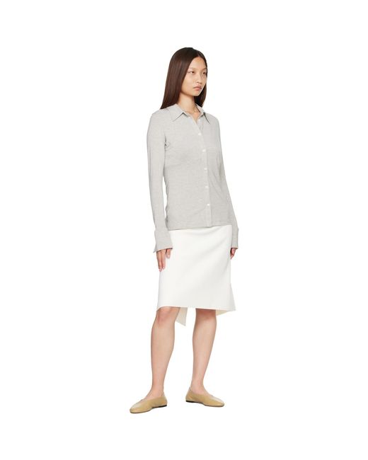 Totême White Dipped Knit Midi Skirt