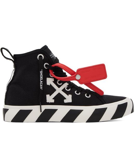 Off-White c/o Virgil Abloh Black Mid Top Vulcanized Canvas Sneakers for men