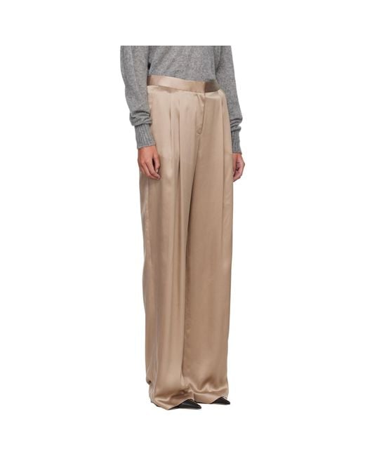 Tom Ford Natural Peach-Feel Silk Satin Double Pleat Trousers