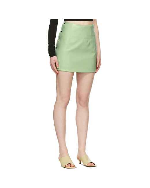Aleksandre Akhalkatsishvili Green Faux-Leather Mini Skirt