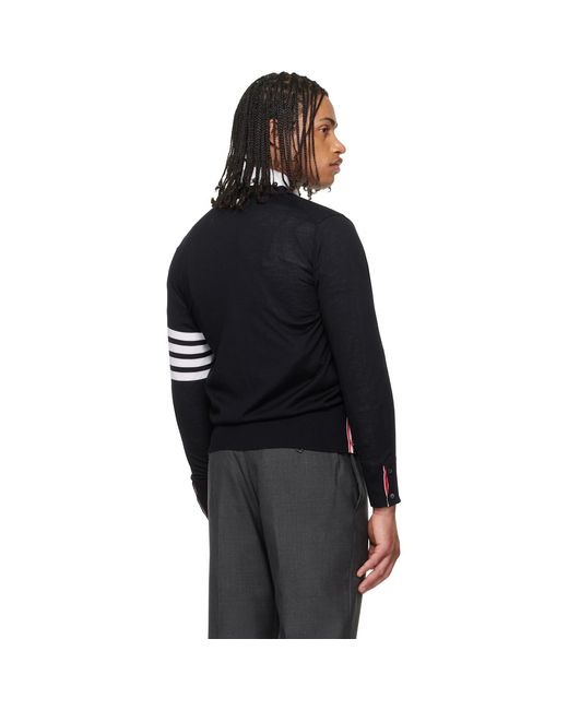 Thom Browne Black Merino Wool 4-Bar Classic Cardigan for men