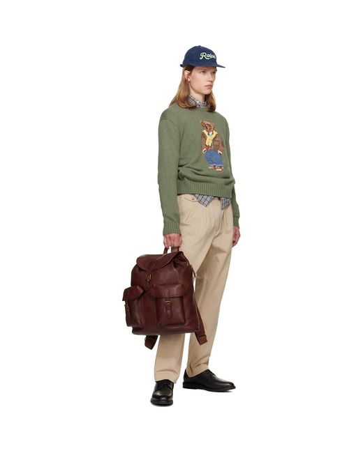 Polo Ralph Lauren Green Khaki Polo Bear Sweater for men