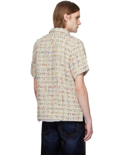 Cout de la Liberte Natural Robbie Woven Tweed Bowling Shirt for men