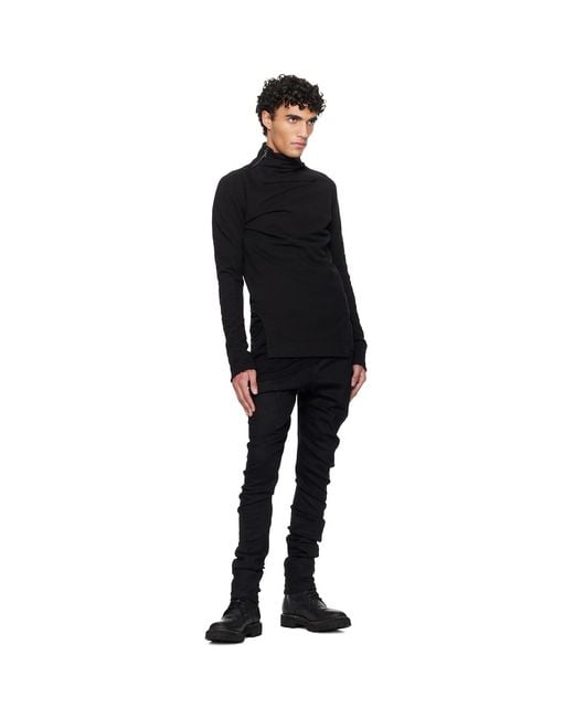 Julius Black Arched Hem High Neck Sweatshirt for men