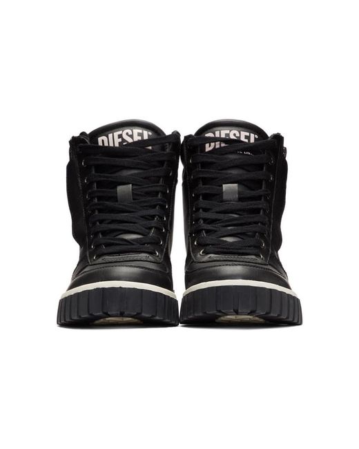 DIESEL Black S-rua Mid Sneakers for Men | Lyst