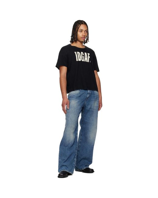 R13 Black 'I Don'T Give A F' Relaxed T-Shirt for men