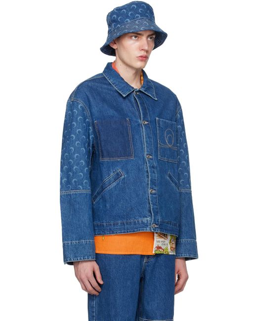 MARINE SERRE Blue Deadstock Denim Jacket for men