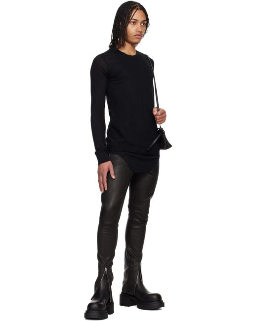 メンズ Rick Owens ブラック Hollywood Basic 長袖Tシャツ Black