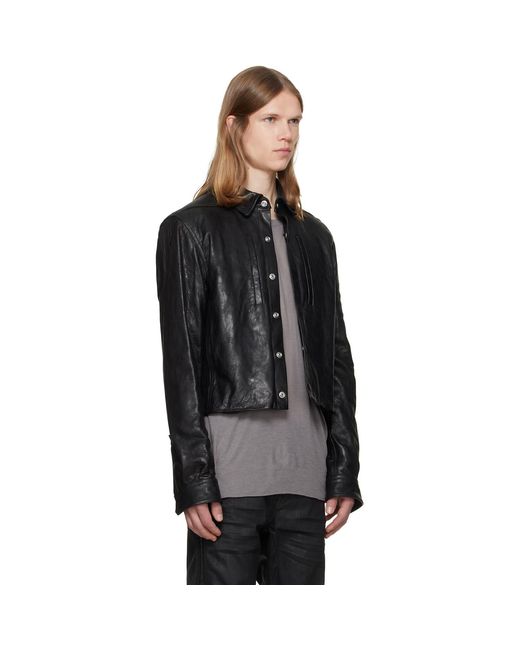 Rick Owens Black Tower Alice Leather Jacket for men