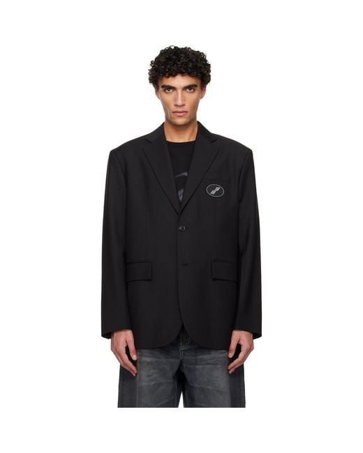 we11done Black Oversized Suit Logo Blazer for men