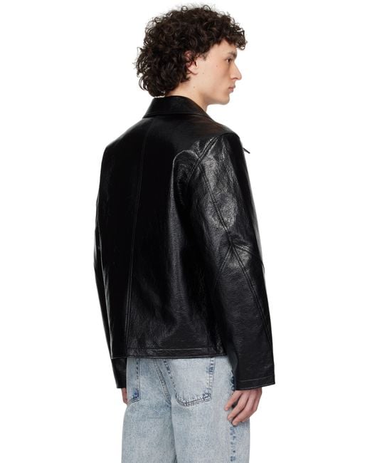 Séfr Duke Faux-leather Jacket in Black for Men | Lyst