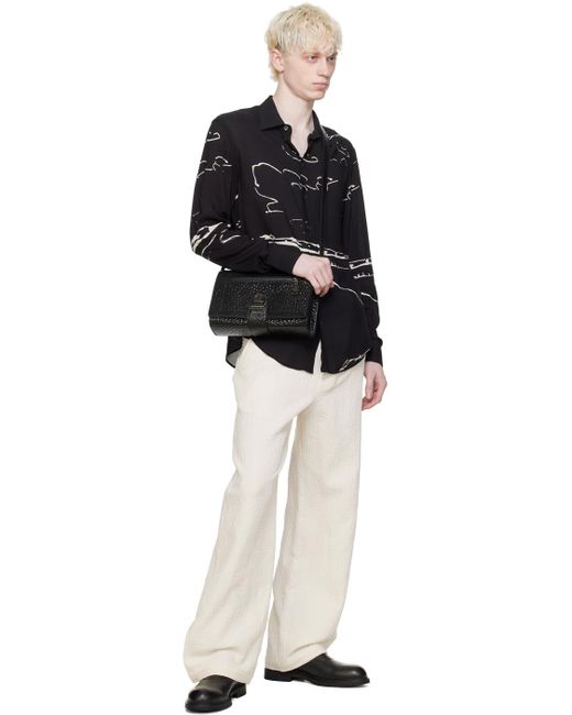 Emporio Armani Black Off-white Pleated Trousers for men