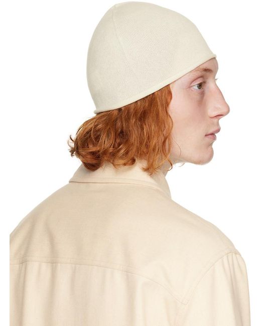 Jil Sander Natural Off-white Rolled Edge Beanie for men
