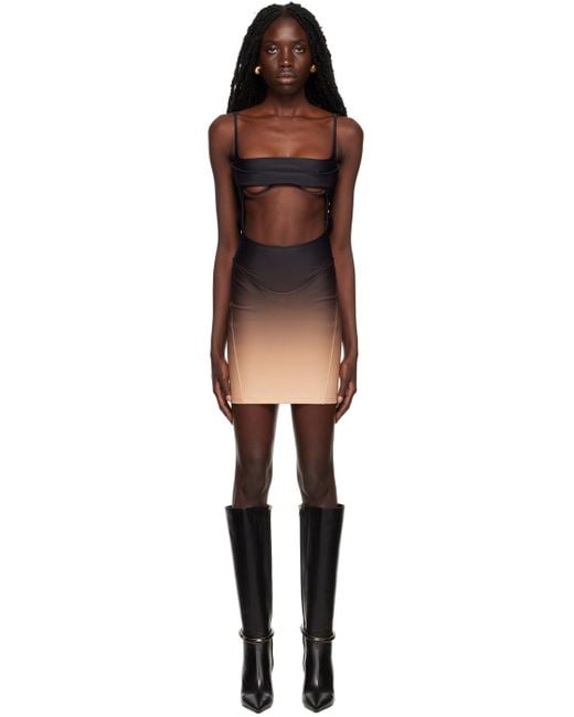 Mugler Black & Brown Dégradé Minidress