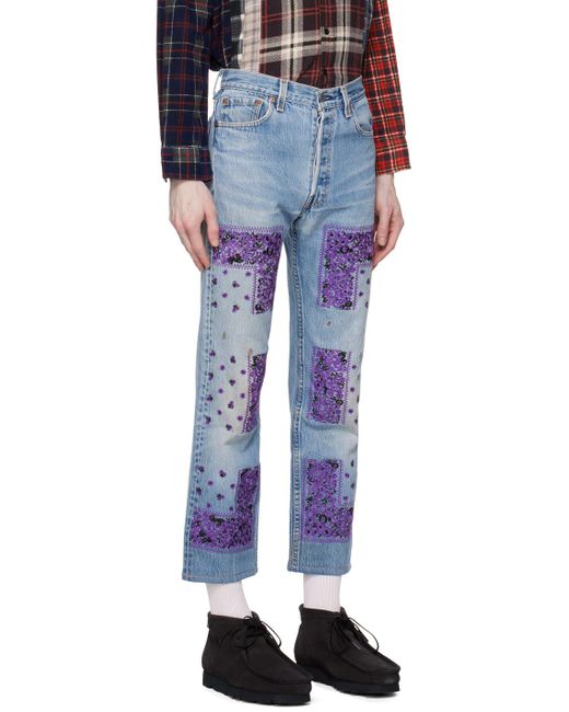 Noma T.D Blue Bandana Embroidery Jeans for men