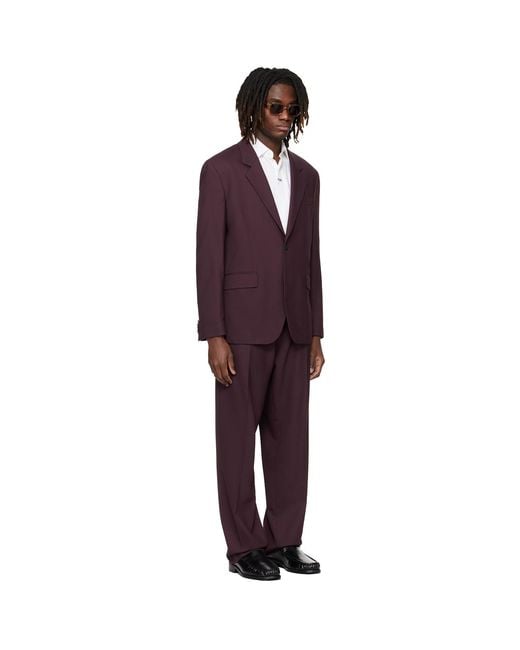 HUGO Black Burgundy Two-Piece Modern-Fit Stretch Twill Suit for men