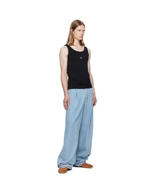 Rhude Black Logo Ribbed Tank Top for men