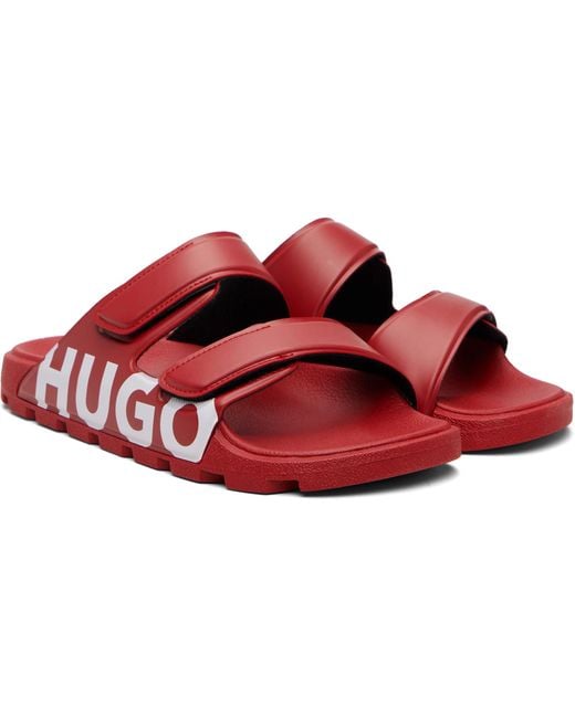 HUGO Red Double-Touch Closure Straps Logo Sandals for men