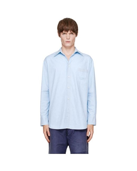 MM6 by Maison Margiela Blue Cotton Poplin Shirt for men