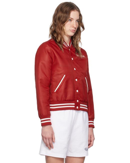 Sporty & Rich Red 'Wellness Club' Bomber Jacket