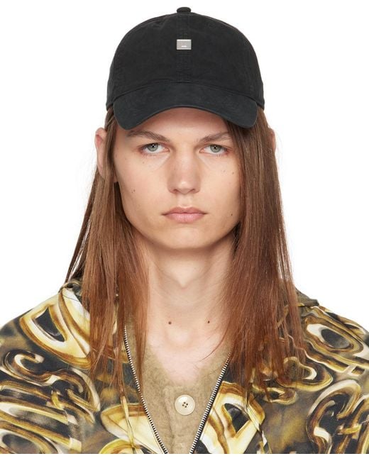 Acne Brown Metal Logo Cap for men