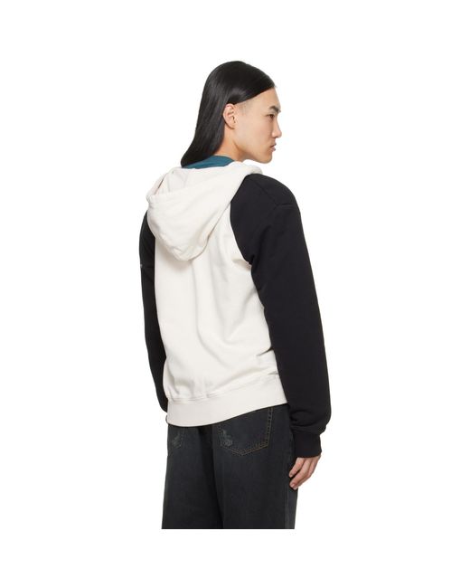 MM6 by Maison Margiela Black Off- & Paneled Zip-Up Hoodie for men