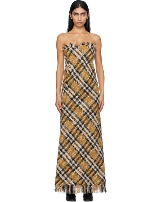 Burberry Black Check Wool Maxi Dress