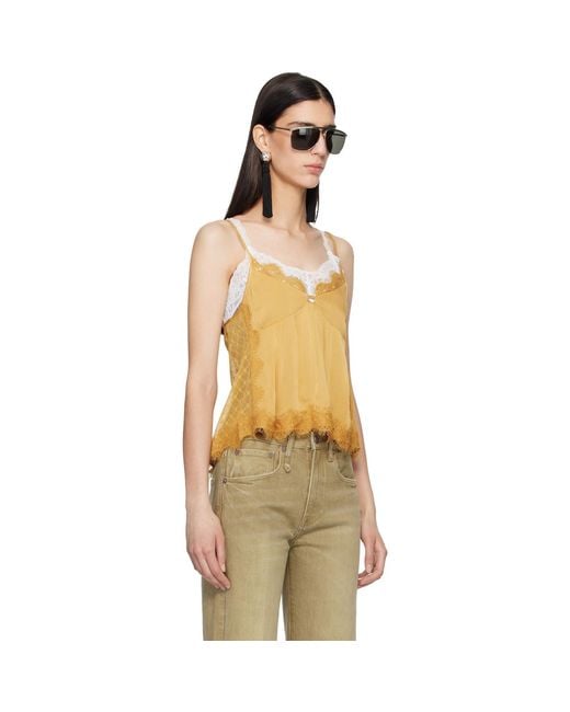 R13 Orange Lace Trimmed Camisole