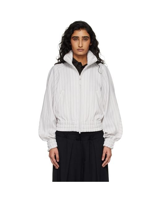 Y-3 White Off- Pinstripe Sport Uniform Jacket