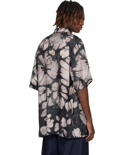 Dries Van Noten Black Silk Short Sleeve Shirt for men