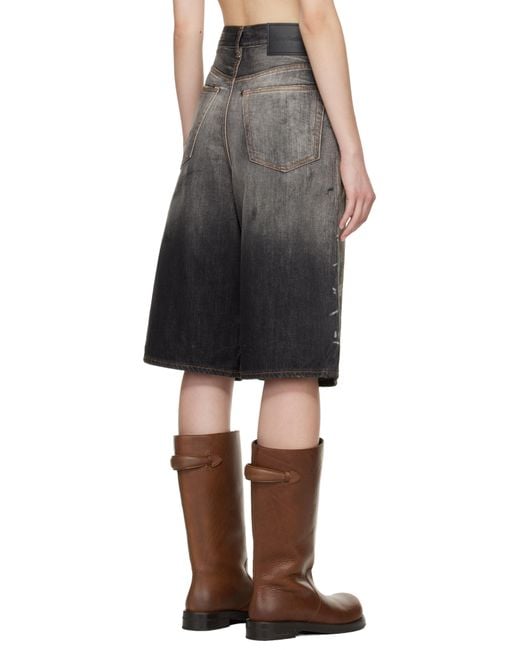 Acne Black Loose Fit Denim Shorts