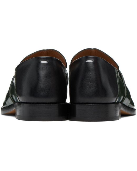 Maison Margiela Green Tabi Loafers in Black | Lyst