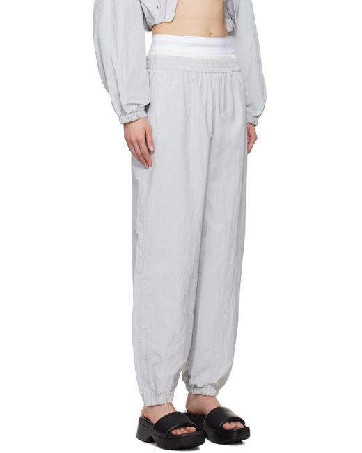 Pantalon de détente gris à logos tissés Alexander Wang en coloris White