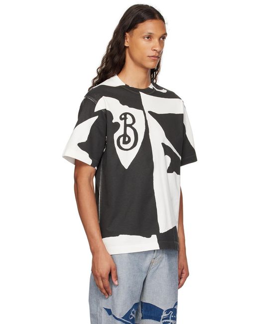 T-Shirt Noir Et Blanc En Coton Bio Burberry pour homme en coloris Black
