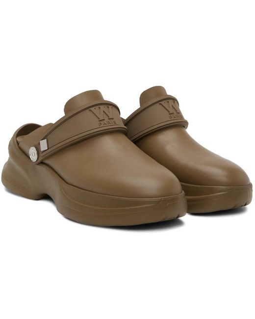 Wooyoungmi Black Beige Embossed Clogs for men