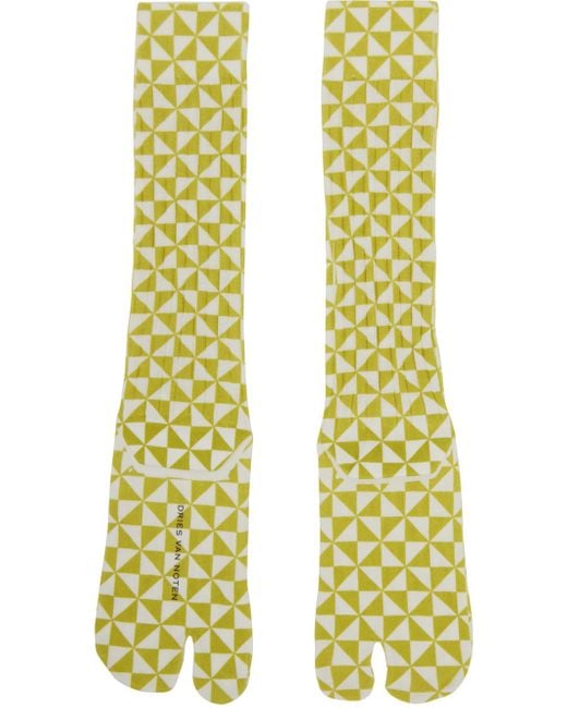 Dries Van Noten Yellow Pattern Socks