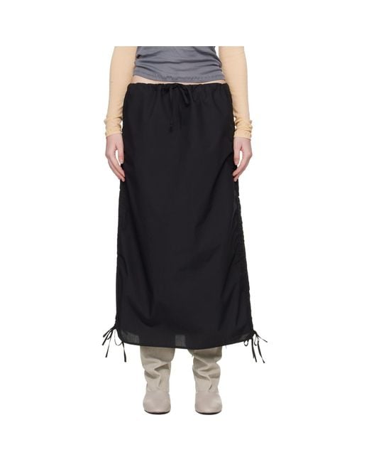 Baserange Black Pictorial Strap Midi Skirt